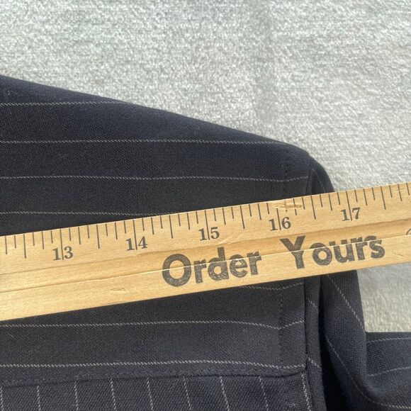 Lauren Ralph Lauren Shirt Womens Medium Navy Pinstripe Wool Button Front Tunic - Picture 9 of 15